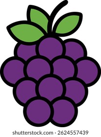 A vibrant illustration featuring a cluster of realistically rendered grapes