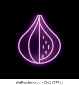 Vibrant illustration featuring a neon fig, illuminated against a dark backdrop, capturing the essence of freshness and flavor