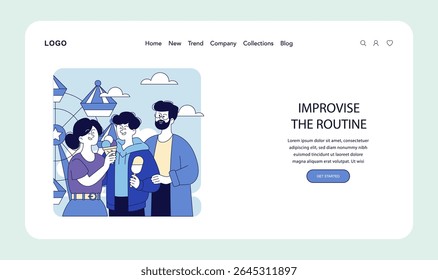 A vibrant illustration of friends joyfully enjoying a spirited day at an amusement park, celebrating spontaneity