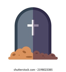 Vibrant illustration of grave in modern flat style for Halloween. Suitable for websites, stores, shops, books, postcard