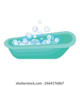 Vibrant illustration of a green bathtub full of soap bubbles, ideal for hygiene and bathroom themes