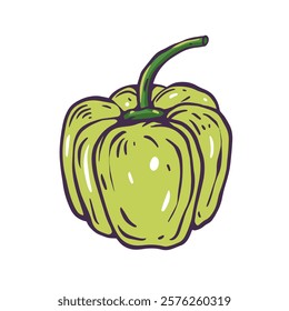 A vibrant illustration of a green bell pepper, perfect for cooking and promoting healthy eating habits