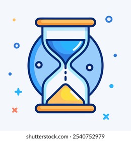 A vibrant illustration of an hourglass, symbolizing time, patience, and the passage of moments. Perfect for web designs, mobile apps.