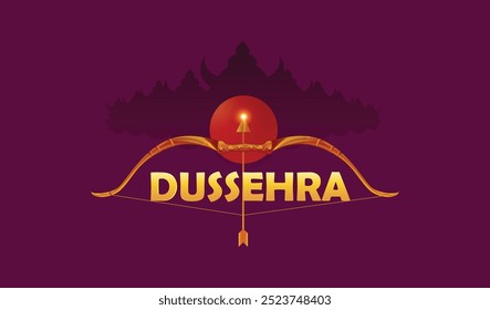 Uma vibrante ilustração de Lord Rama derrotando Ravana com seu arco e flecha, celebrando Dussehra.