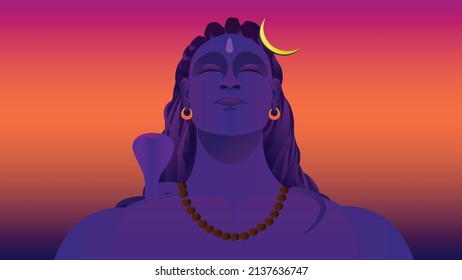 Vibrant Illustration of Lord Shiva Adiyogi Shiv Shankar Bholenath svg