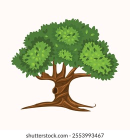 A vibrant illustration of a lush green tree with leaves and a brown trunk.Perfect for nature,environment and eco themed design.vector,illustration.