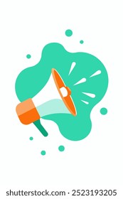 A vibrant illustration of a megaphone with a green abstract shape, perfect for promoting an announcement, sale, or special event. This eye-catching design is sure to grab attention.