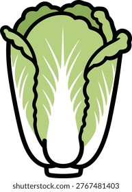 A vibrant illustration of a Napa cabbage, showcasing its light green leaves and distinctive shape, perfect for culinary or agricultural themes.