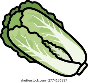 A vibrant illustration of a napa cabbage, showcasing its light green leaves and crisp texture, perfect for culinary or health-related designs.