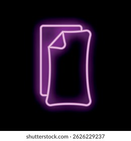 Vibrant illustration of a neon sign featuring an image of two sheets of paper