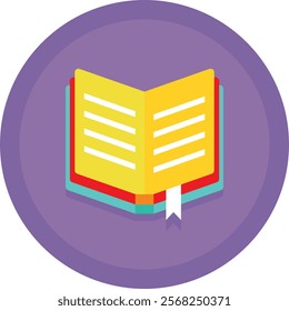 Vibrant illustration of an open book with a bookmark, representing knowledge, education, and learning, perfect for academic and literary projects