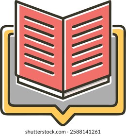 Vibrant illustration of an open book with lined pages for knowledge and learning projects, great for educational content.