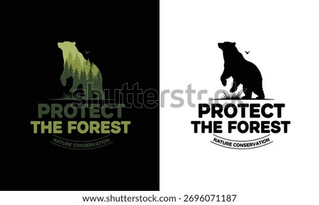 A vibrant illustration promoting forest protection and nature conservation, featuring wildlife and natural elements. Designed to raise awareness for environmental causes.