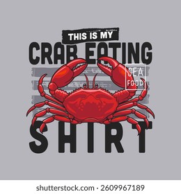 Vibrant illustration of a red crab on a textured gray backdrop with playful typography.