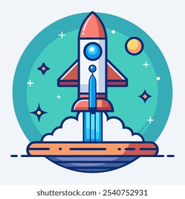 A vibrant illustration of a rocket taking off, symbolizing innovation, ambition, and the journey to success. This bold and playful design is perfect for websites, social media.