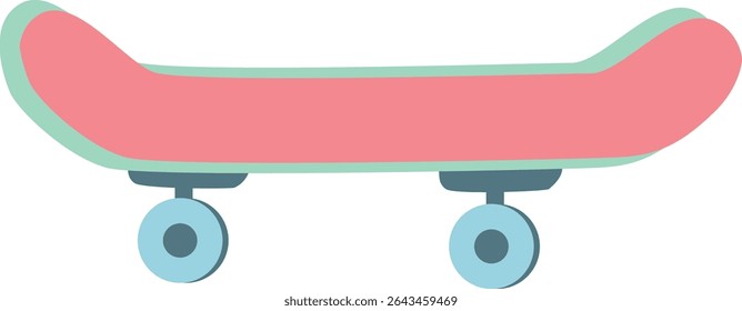 A vibrant illustration of a skateboard with colorful design and wheels, perfect for showcasing outdoor sports, extreme activities, and youth leisure pursuits.