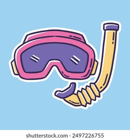 A vibrant illustration of snorkeling gear, featuring a colorful mask and snorkel, perfect for ocean explorations.