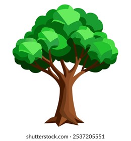 A vibrant illustration of a stylized tree with a thick trunk and lush green foliage. Perfect for adding a touch of nature to your designs.