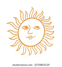 A vibrant illustration of the sun featuring a joyful face and lively rays, making it ideal for cheerful design projects