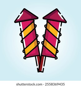 A vibrant illustration of two firecrackers, ready to burst with color and excitement, symbolizing celebration and joy.