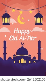 vibrant illustrations commemorating Eid al-Fitr, the Islamic festival marking the end of Ramadan