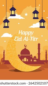 vibrant illustrations commemorating Eid al-Fitr, the Islamic festival marking the end of Ramadan