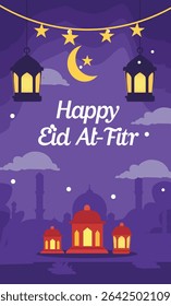 vibrant illustrations commemorating Eid al-Fitr, the Islamic festival marking the end of Ramadan
