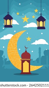 vibrant illustrations commemorating Eid al-Fitr, the Islamic festival marking the end of Ramadan