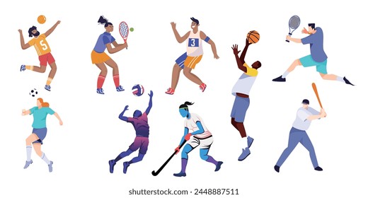 Vibrant illustrations showcase a variety of sports, capturing athletes in action across different disciplines.
