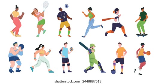 Vibrant illustrations showcase a variety of sports, capturing athletes in action across different disciplines.
