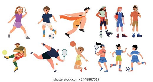 Vibrant illustrations showcase a variety of sports, capturing athletes in action across different disciplines.
