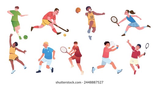 Vibrant illustrations showcase a variety of sports, capturing athletes in action across different disciplines.
