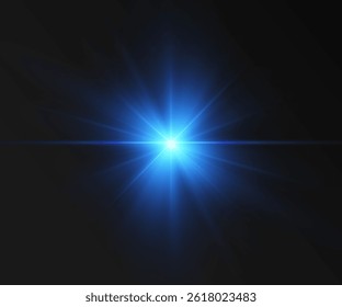 A vibrant image of a bright blue light source shining at the center, radiating dynamic beams against a dark background. This striking glow evokes a sense of clarity and depth, ideal for various design