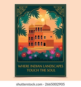 Poster Plano vibrante da paisagem urbana da Índia