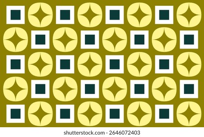  A vibrant Indonesian ethnic style batik background. Simple geometric floral stars and squares create a lively pattern. Floral background design with star and square motif