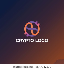 Logotipo infinito vibrante em tons violeta e multicolorido. Ideal para tecnologia. crypto. marca blockchain. Representa inovação, continuidade e identidade digital moderna em conceitos de design futuristas.
