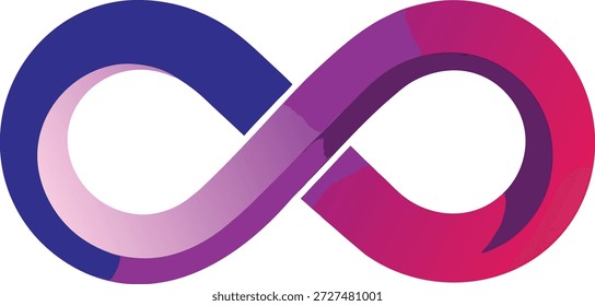 A vibrant infinity symbol in a smooth gradient from blue to purple to pink, representing endless possibilities, continuity, limitless concepts, and cycles.