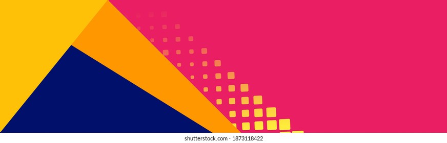 Vibrant infographic background with bold pink, yellow, and navy blue geometric shapes and pixel pattern, perfect for dynamic and creative design projects.