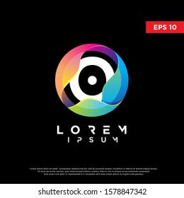vibrant initial letter o inside liquid sphere logo.  modern icon, template design