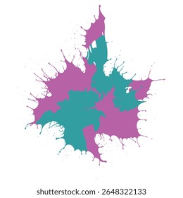 Vibrant Ink Splashes Collide in Abstract Harmony. A Colorful Burst Of Cyan and Magenta Paint Forms A Dynamic Splash Art. Perfect for Creative Design Use 