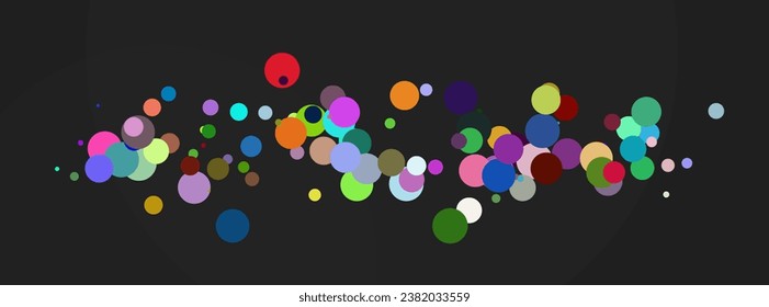 Inklings vibrantes: Capas y puntos multicolores sobre lienzo negro en diferentes tamaños y posiciones. Pintura de vector de resumen creativo