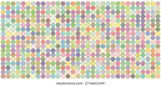A vibrant and intricate hexagon pattern with various colors isolated on a transparent background
