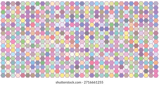 Un patrón hexagonal vibrante e intrincado con varios colores aislados sobre un fondo transparente