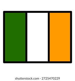 Ilustración vectorial de la bandera de Irlanda vibrante, diseño tricolor blanco verde anaranjado