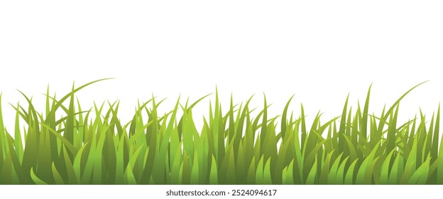 A vibrant, isolated illustration of lush green grass on a white background. Perfect for nature themes, lawn care services, and eco-friendly designs. High-resolution for various creative uses.