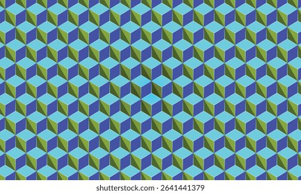 Vibrant Isometric Cubes A Colourful Geometric Optical Illusion Pattern with Interlocking Shapes Creating