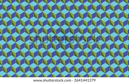 Vibrant Isometric Cubes A Colourful Geometric Optical Illusion Pattern with Interlocking Shapes Creating