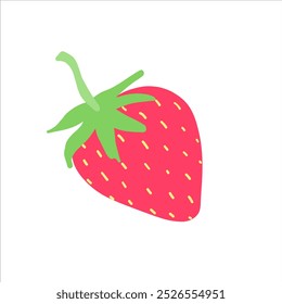 Vibrant, juicy red strawberry illustration. Perfect for food blogs, healthy eating articles, or summer-themed projects, highlighting fresh and organic produce.