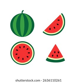 A vibrant and juicy set of watermelons in a cheerful summer style.