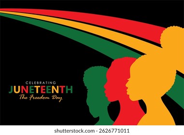 Vibrant Juneteenth Freedom Day 2025. African-American Independence Day, June 19. Flat vector illustration design. Best for Juneteenth banner, background, greeting and poster